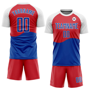 Custom Red Royal-White Sublimation South Korean Flag Soccer Uniform Jersey