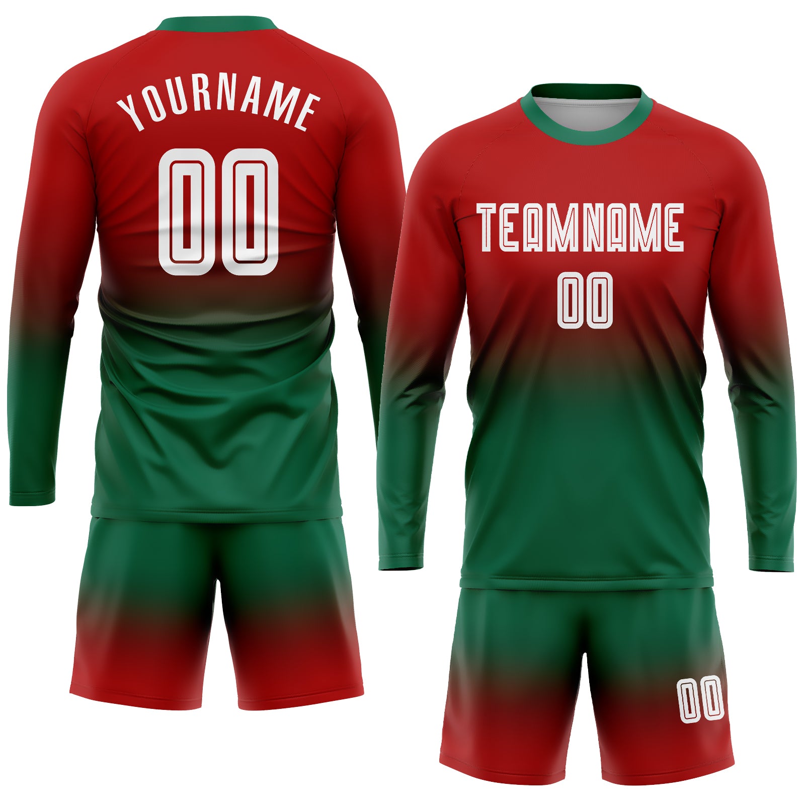 Cheap Custom Cream Green Sublimation Long Sleeve Fade Fashion Soccer  Uniform Jersey Free Shipping – CustomJerseysPro