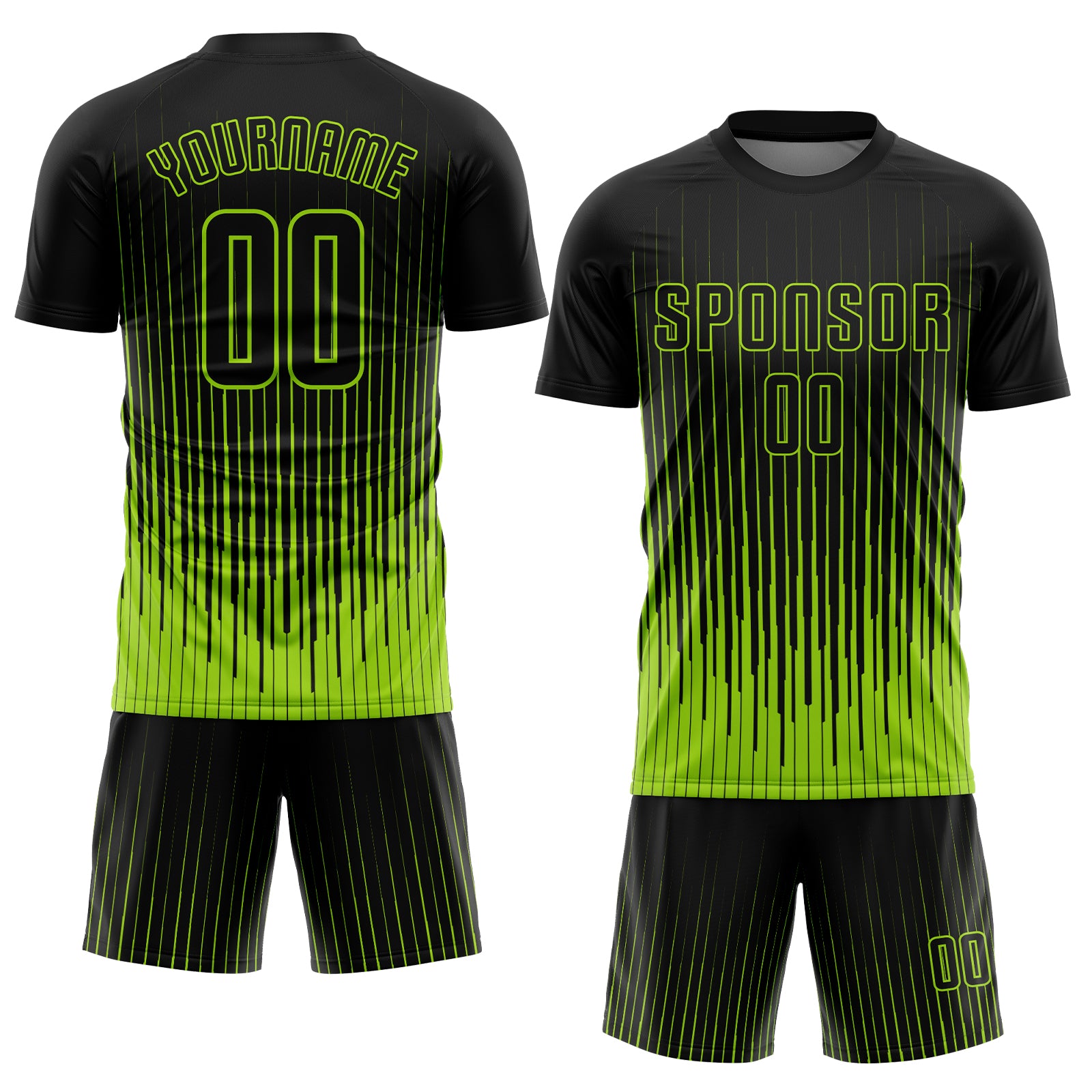 Custom Neon Green Black Sublimation Soccer Uniform Jersey Discount