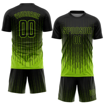 Custom Neon Green Black Sublimation Soccer Uniform Jersey