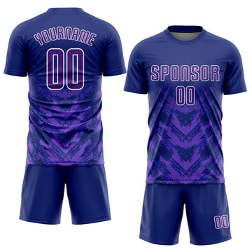 Custom Navy Purple-White Sublimation Soccer Uniform Jersey