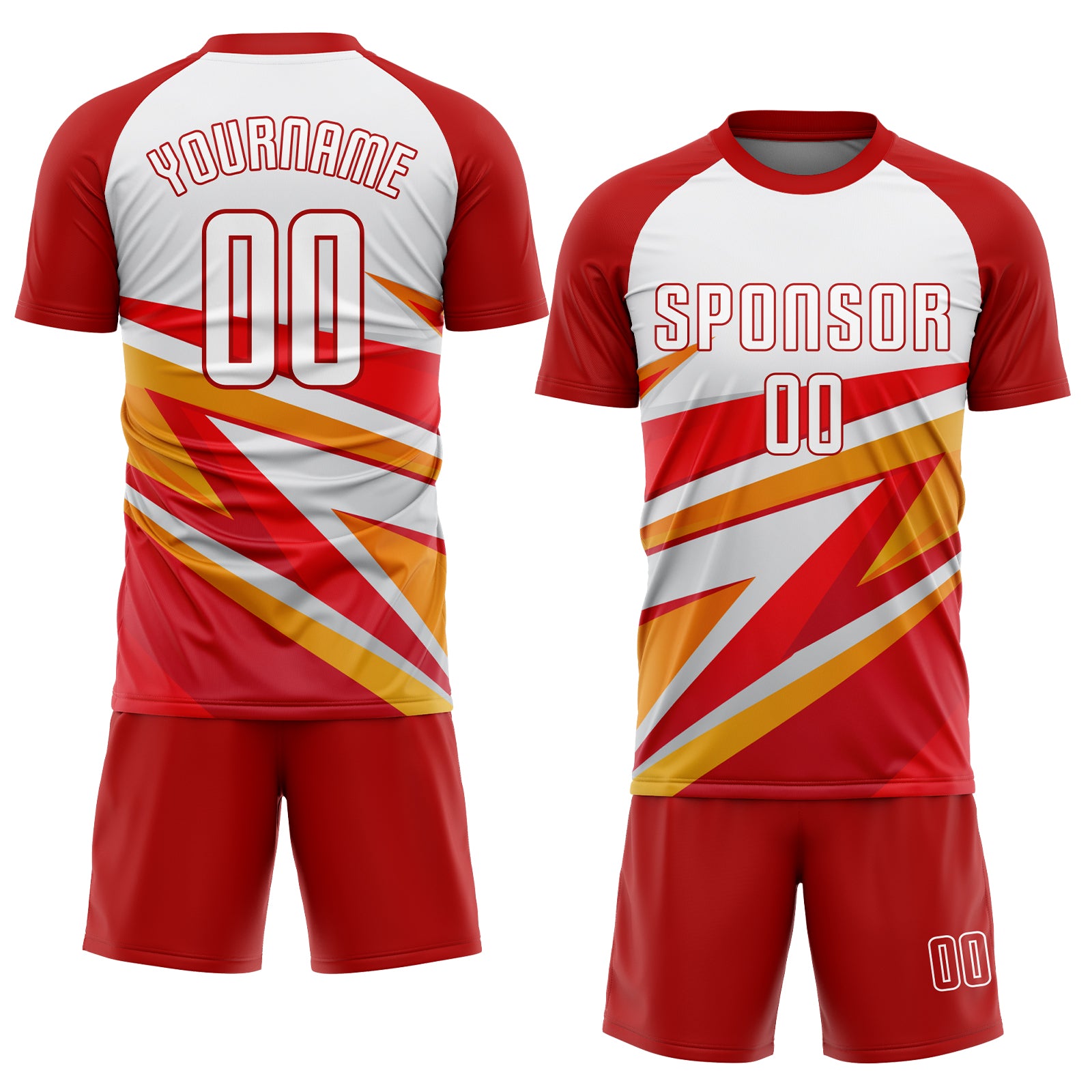 Custom Gold Red-White Sublimation Soccer Uniform Jersey Discount