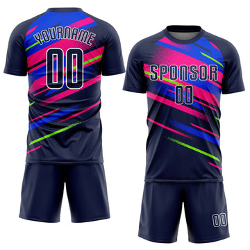 Custom Figure Navy Royal-Pink Sublimation Soccer Uniform Jersey