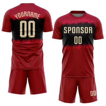 Custom Crimson Cream-Black Sublimation Soccer Uniform Jersey