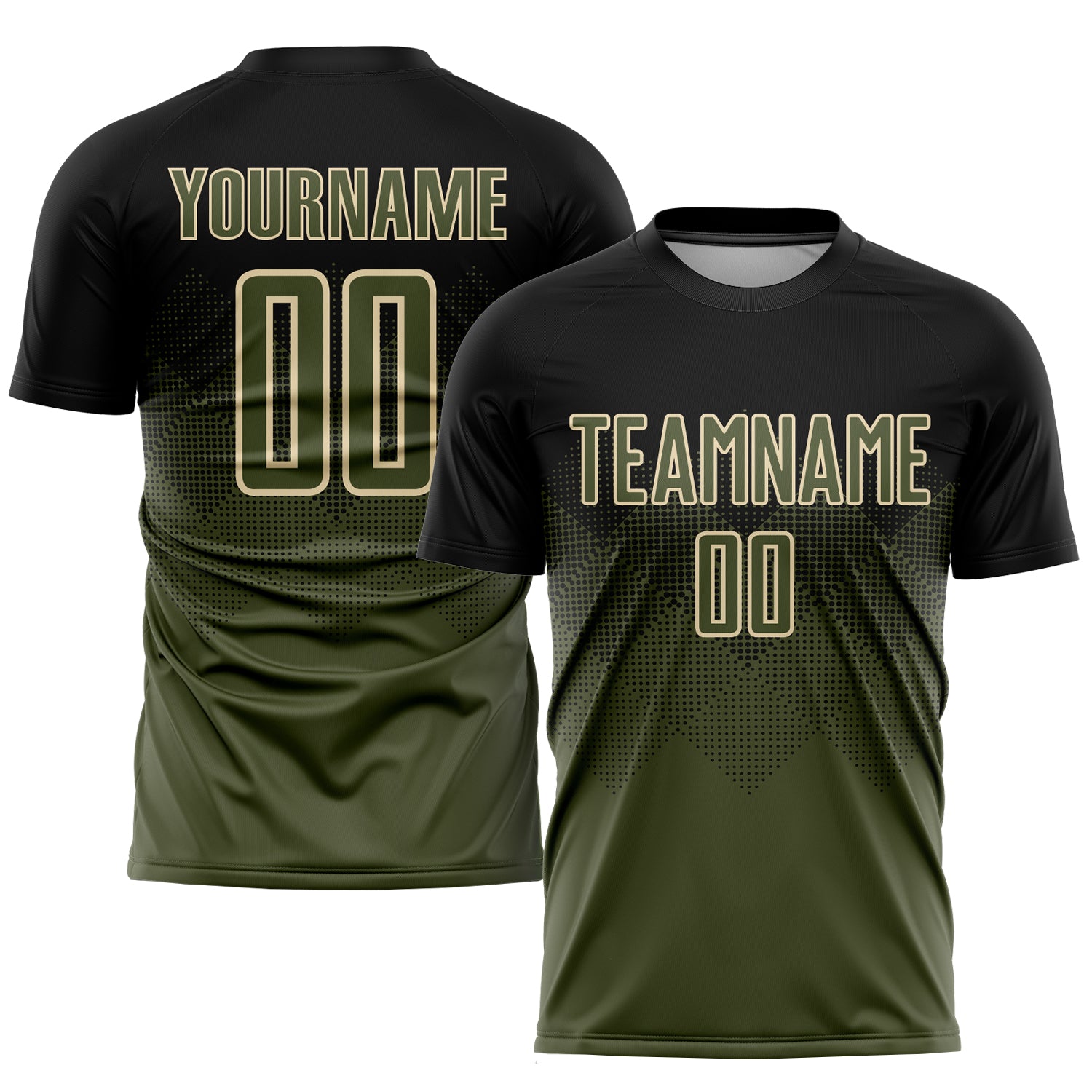 Custom Black Olive-Cream Sublimation Soccer Uniform Jersey Custom Black Olive-Cream Sublimation Soccer Uniform Jersey