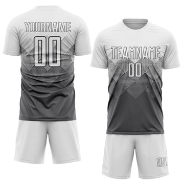 Custom Steel Gray White Sublimation Soccer Uniform Jersey