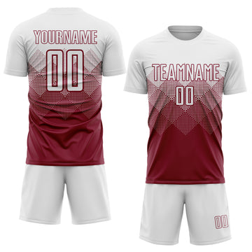 Custom Crimson White Sublimation Soccer Uniform Jersey