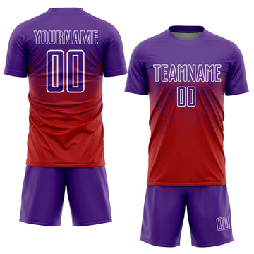 Custom Red Purple-White Sublimation Soccer Uniform Jersey