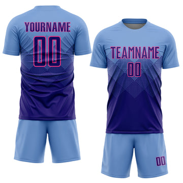 Custom Light Blue Purple-Pink Sublimation Soccer Uniform Jersey