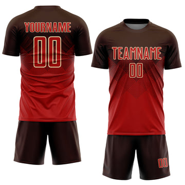 Custom Brown Red-Cream Sublimation Soccer Uniform Jersey