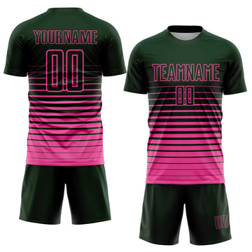 Custom Green Pink Pinstripe Fade Fashion Sublimation Soccer Uniform Jersey
