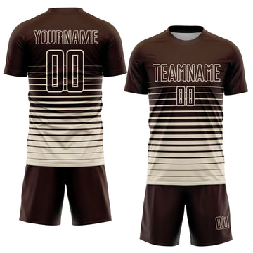 Custom Brown Cream Pinstripe Fade Fashion Sublimation Soccer Uniform Jersey