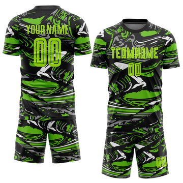 Custom Figure Neon Green-Aurora Green Sublimation Soccer Uniform Jersey