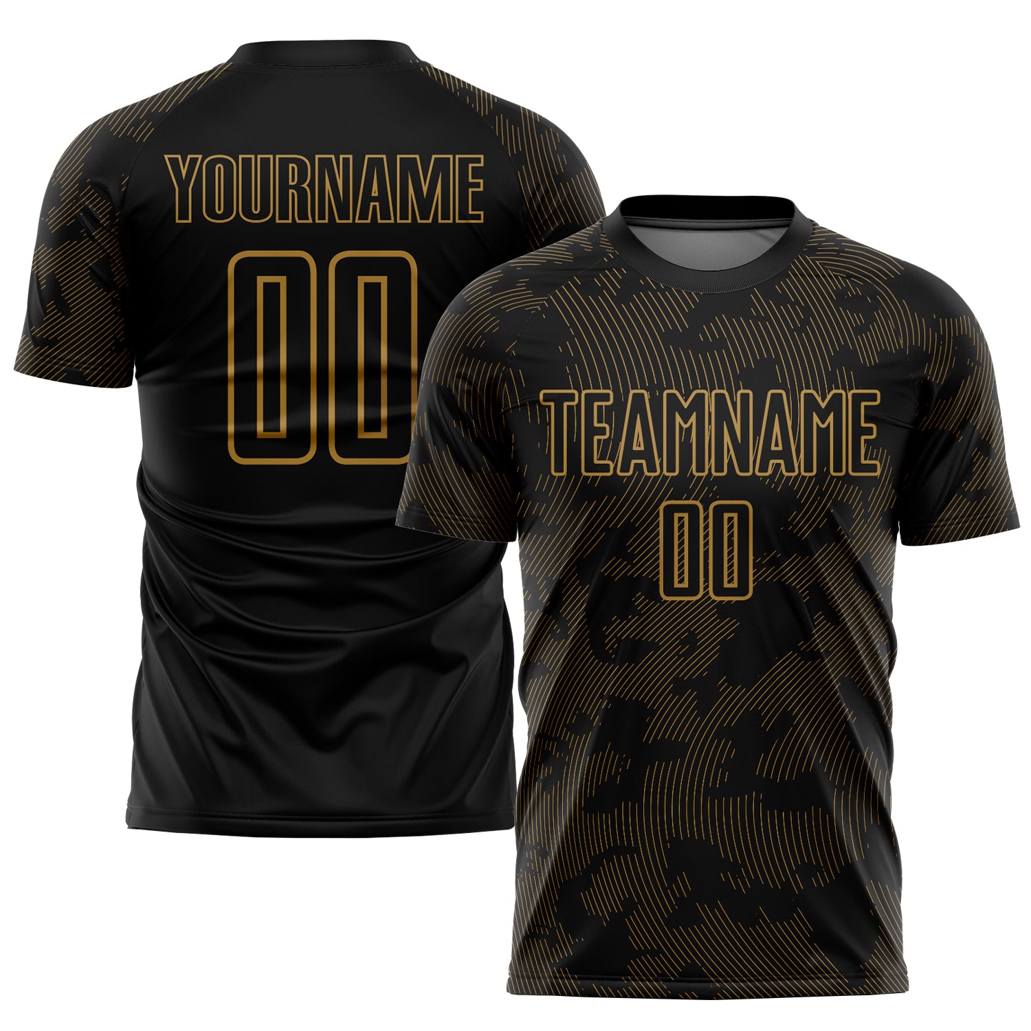 Custom Black Old Gold Sublimation Soccer Uniform Jersey Discount