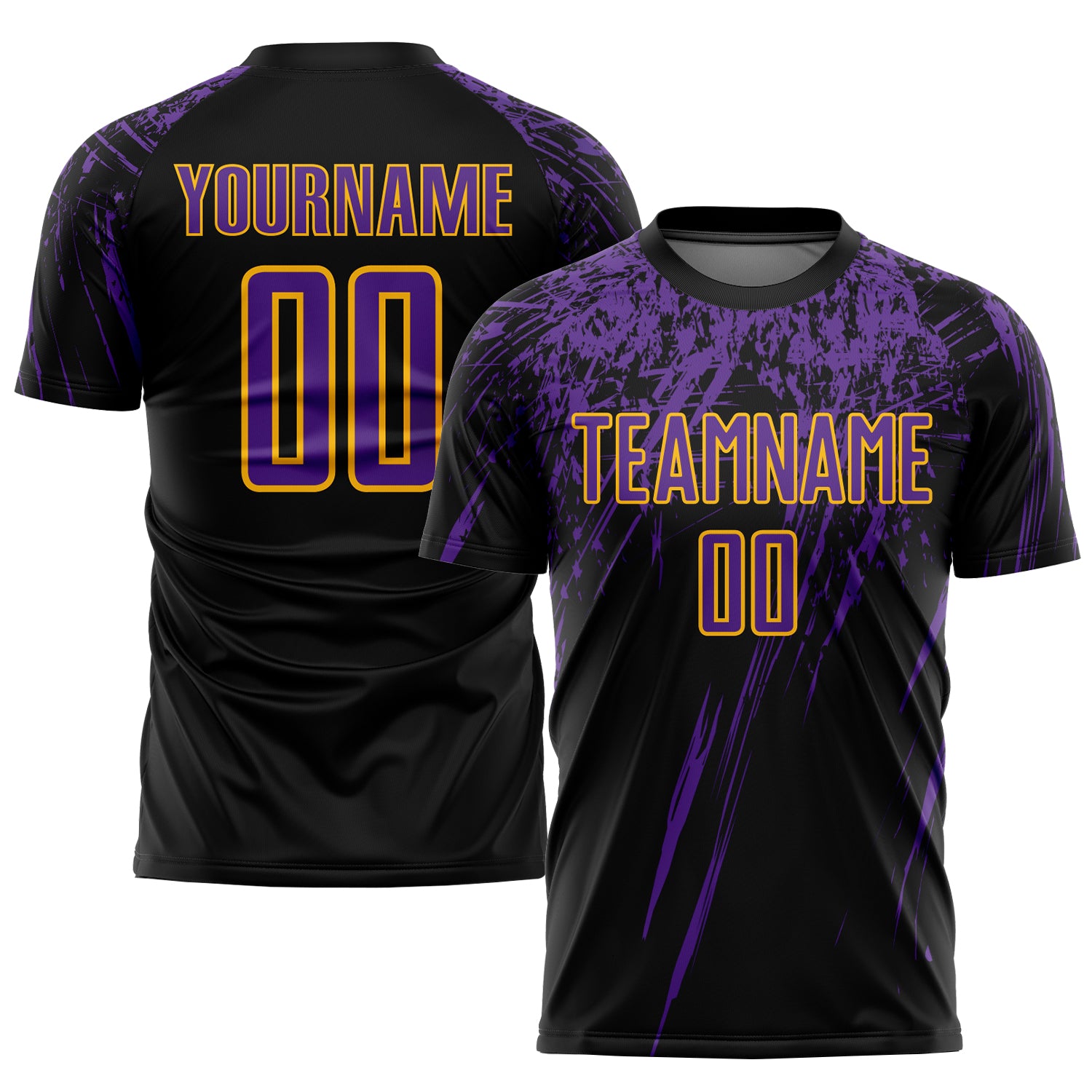 Custom Black Purple-Gold Sublimation Soccer Uniform Jersey Discount
