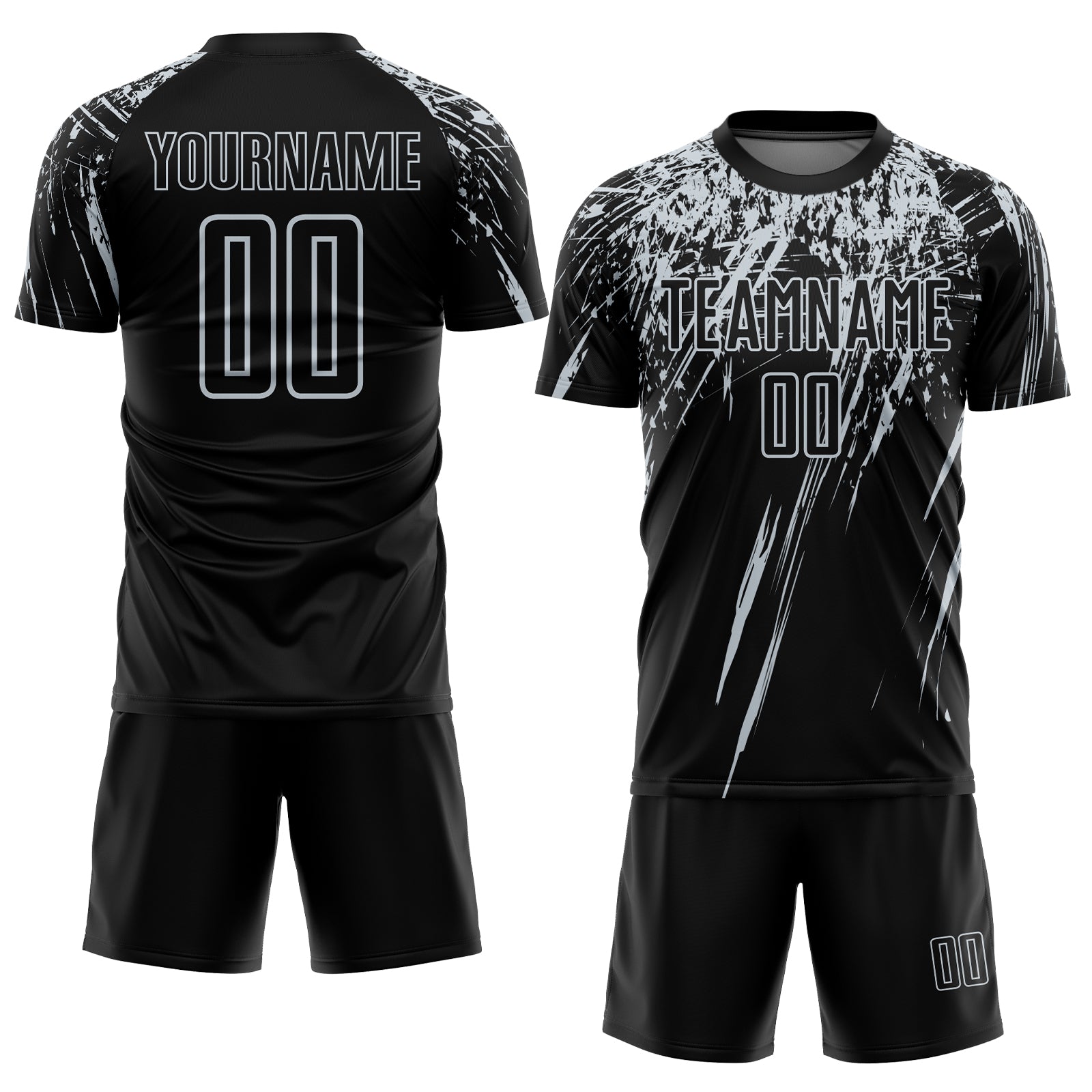 Custom Black Silver Sublimation Soccer Uniform Jersey Discount