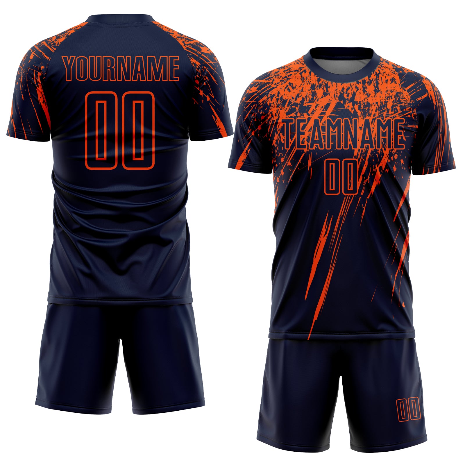Custom Navy Orange Sublimation Soccer Uniform Jersey Discount