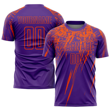 Custom Purple Orange Sublimation Soccer Uniform Jersey