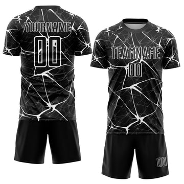 Custom Black White Sublimation Soccer Uniform Jersey