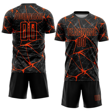 Custom Black Orange Sublimation Soccer Uniform Jersey