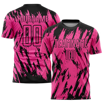 Custom Pink Black Sublimation Soccer Uniform Jersey