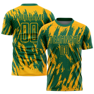 Custom Gold Kelly Green Sublimation Soccer Uniform Jersey