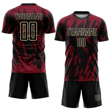 Custom Crimson Black-City Cream Sublimation Soccer Uniform Jersey