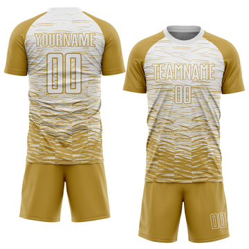 Custom Old Gold White Sublimation Soccer Uniform Jersey