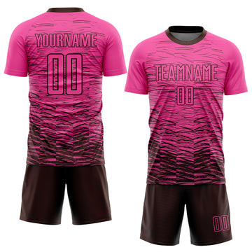 Custom Pink Brown Sublimation Soccer Uniform Jersey