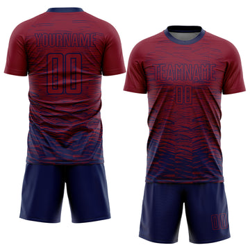 Custom Crimson Navy Sublimation Soccer Uniform Jersey