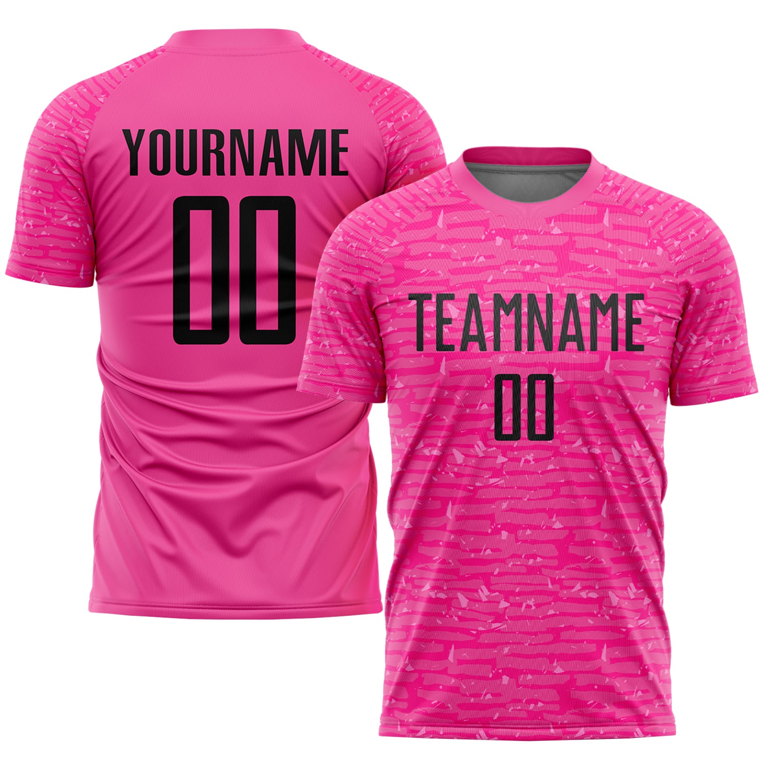 Custom Pink Pink-Black Sublimation Soccer Uniform Jersey