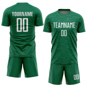 Custom Kelly Green White Sublimation Soccer Uniform Jersey