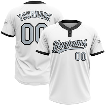 Custom Sky Blue White Black-Light Blue 3D Pattern Two-Button Unisex  Softball Jersey