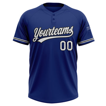 Custom Royal White-Black Two-Button Unisex Softball Jersey