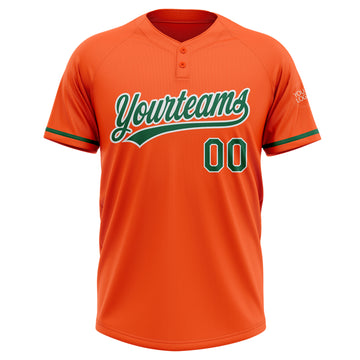 Custom Orange Kelly Green-White Two-Button Unisex Softball Jersey