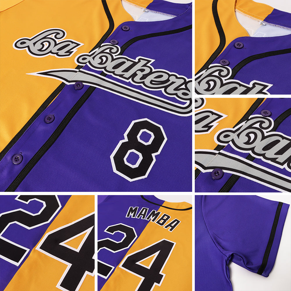 Custom Black Purple-Gold Authentic Baseball Jersey