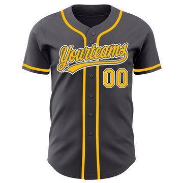 Custom Steel Gray Gold-White Authentic Baseball Jersey