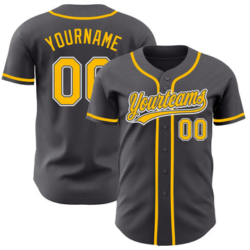 Custom Steel Gray Gold-White Authentic Baseball Jersey