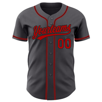 Custom Steel Gray Red-Black Authentic Baseball Jersey