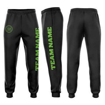 Custom Black Neon Green Fleece Jogger Sweatpants