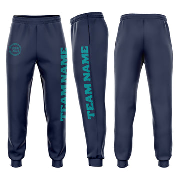 Custom Navy Aqua Fleece Jogger Sweatpants