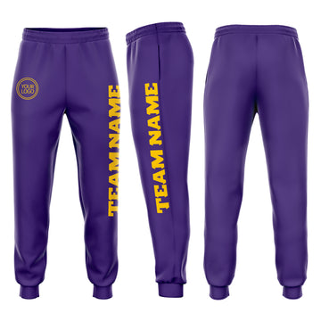 Custom Purple Gold Fleece Jogger Sweatpants