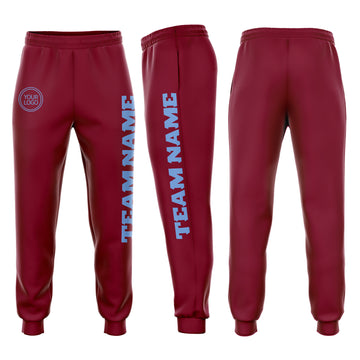 Custom Crimson Light Blue Fleece Jogger Sweatpants