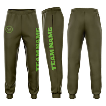 Custom Olive Neon Green Fleece Salute To Service Jogger Sweatpants