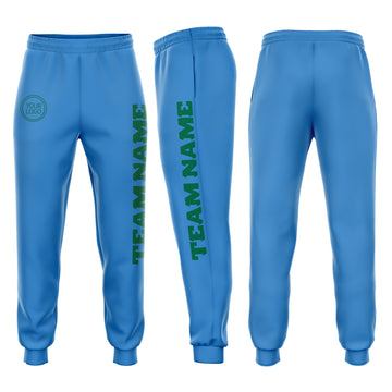 Custom Powder Blue Kelly Green Fleece Jogger Sweatpants