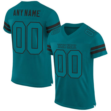 Custom Teal Teal-Black Mesh Authentic Football Jersey