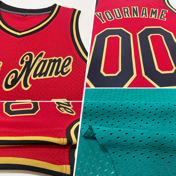 Custom Teal Navy-White Authentic Throwback Basketball Jersey