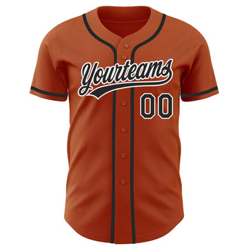 Custom Texas Orange Black-White Authentic Baseball Jersey