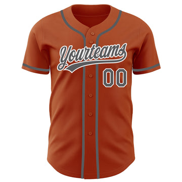 Custom Texas Orange Steel Gray-White Authentic Baseball Jersey