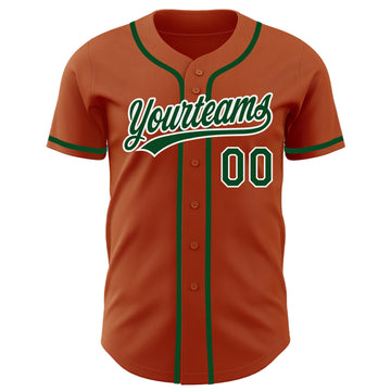 Custom Texas Orange Green-White Authentic Baseball Jersey
